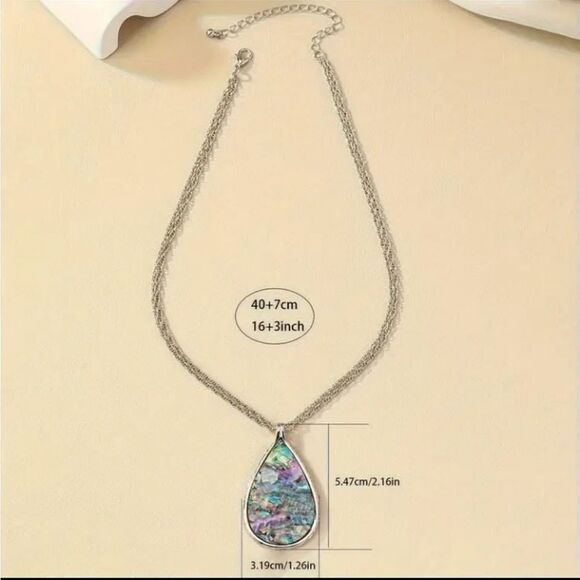 Abalone Necklace and Earring Set - Picture 4 of 5